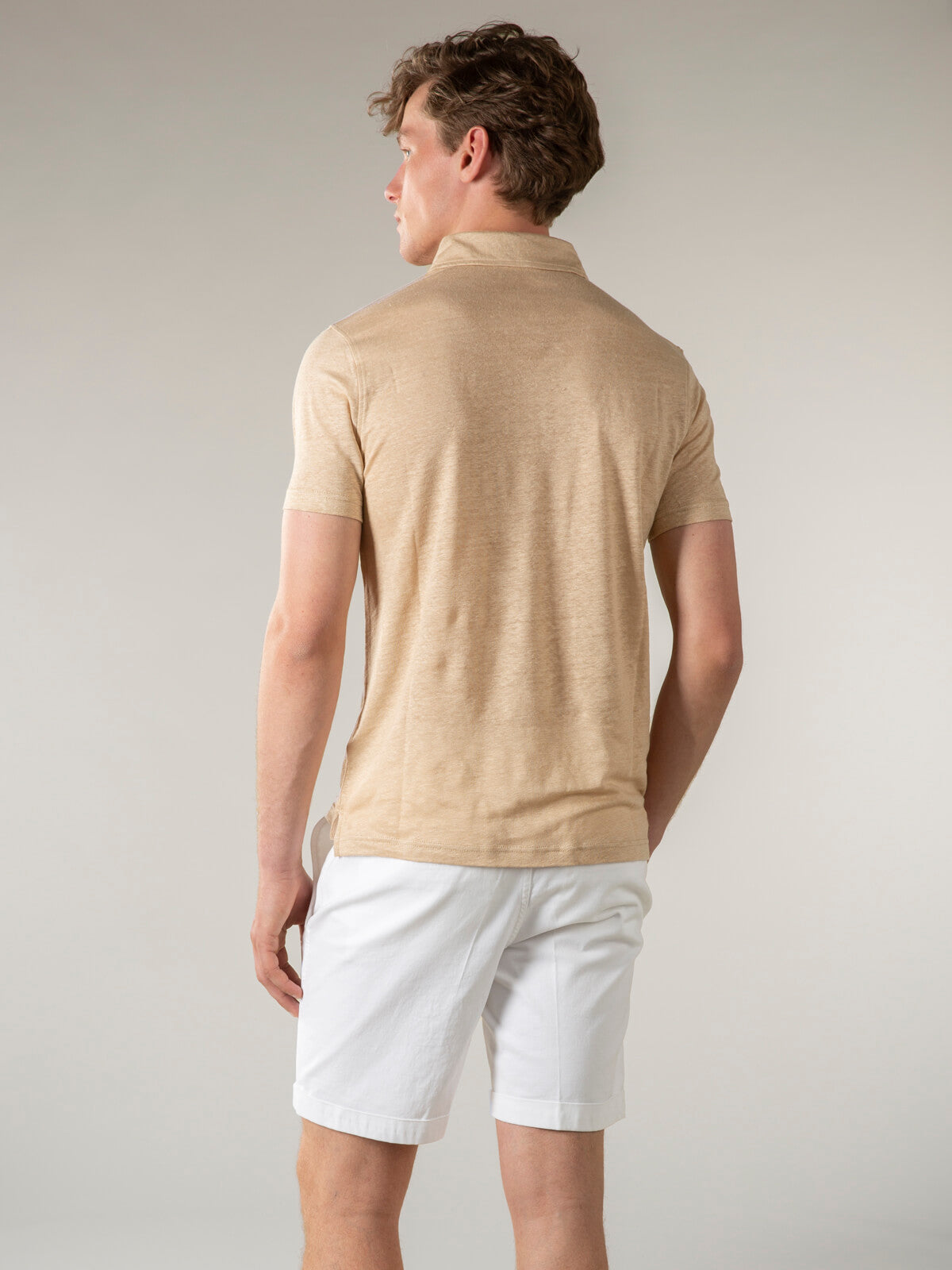 Beige Linen Polo Shirt