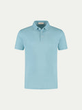 Blue Turquoise Linen Polo Shirt