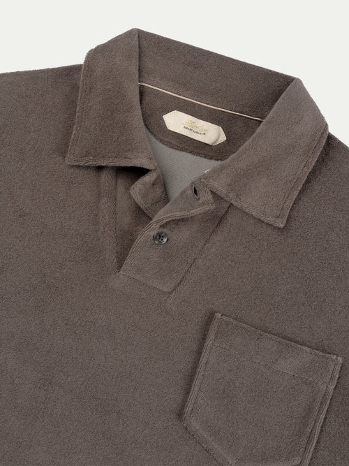 Ash Grey Terry Towelling Polo Shirt